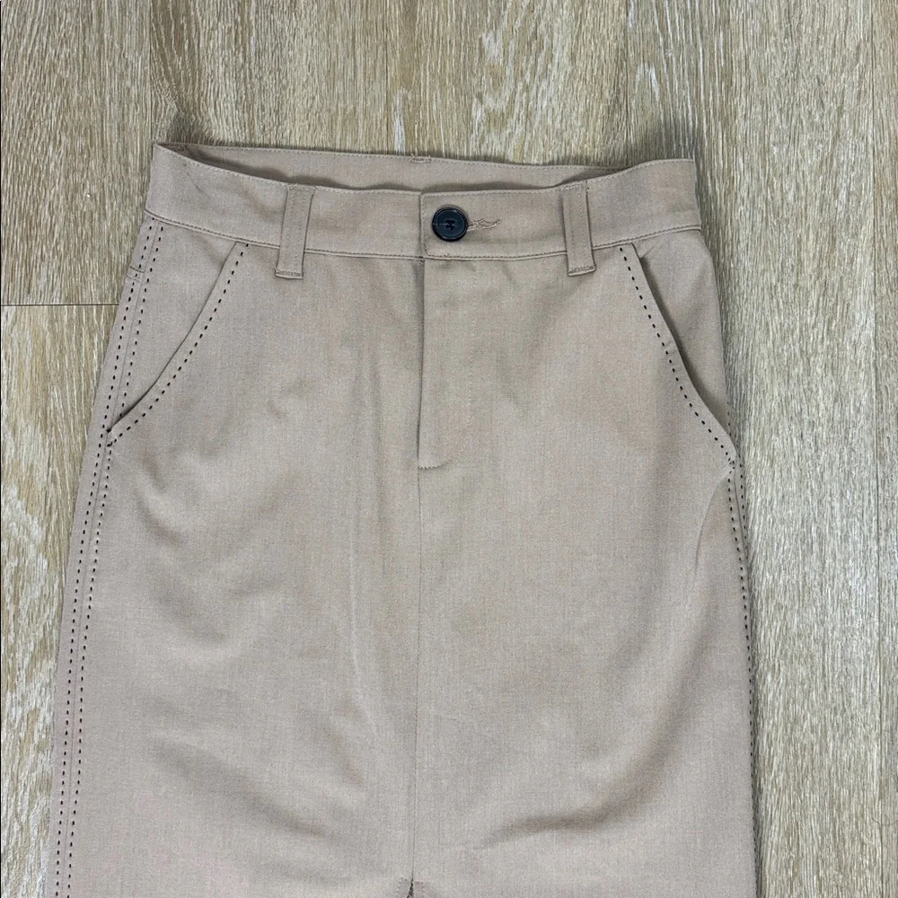 Fifteen Twenty Tailored Claire Saddle Stitch Midi Pencil Skirt Tan Khaki size 4